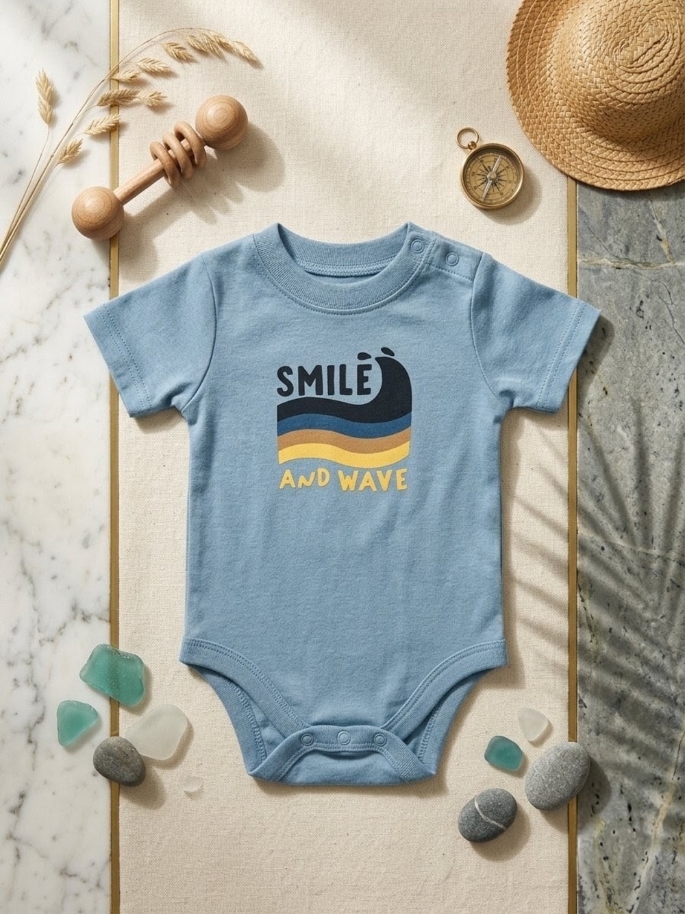 Garanimals Light Blue 'Smile and Wave' Baby One-Piece